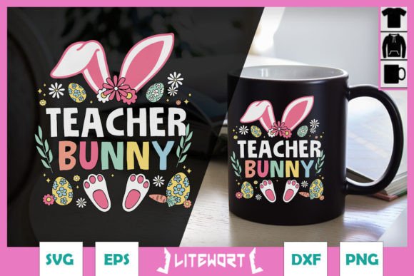 Cute Teacher Bunny Ears Paws Easter SVG: Graphics for Crafts
