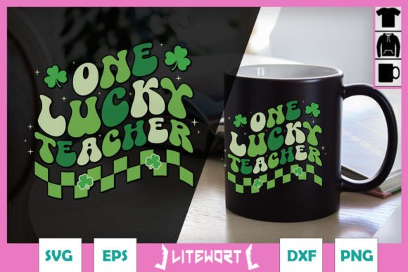 One Lucky Teacher Groovy St Patty SVG for Crafts and Graphics