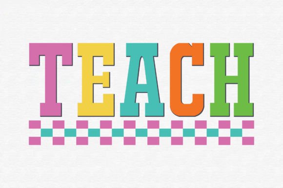 Retro Teacher Checkered Teach: Graphics for Crafts