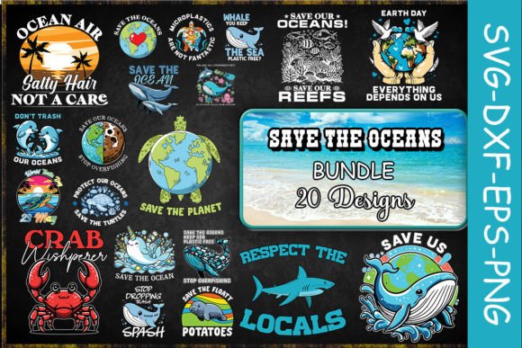 Save the Ocean SVG Bundle: Graphics for Crafts & Web