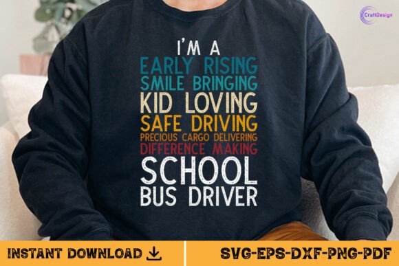 School Bus Driver Vintage SVG for Crafts & Graphics