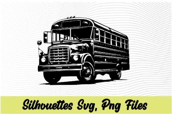 School Bus Silhouette PNG, SVG B10 for Crafts & Graphics