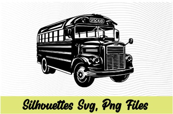 School Bus Silhouette PNG, SVG B4: Graphics for Crafts