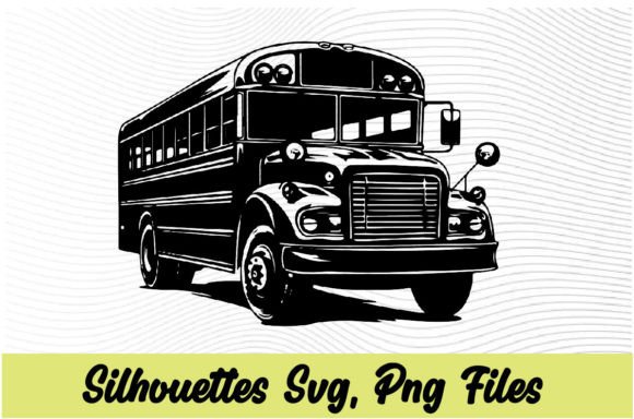School Bus Silhouette PNG, SVG B6 for Crafts & Graphics