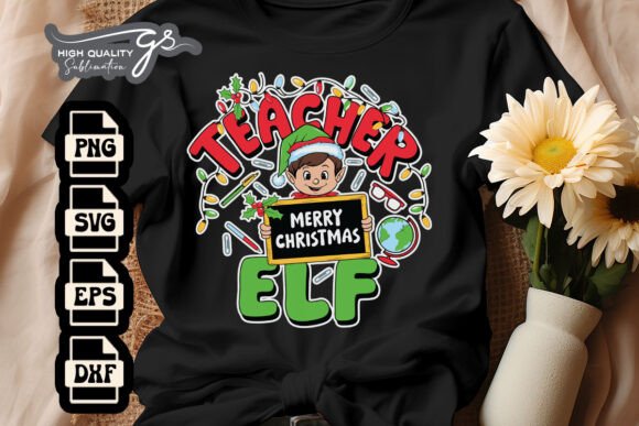 Teacher Elf Merry Xmas SVG: Graphics for Crafts